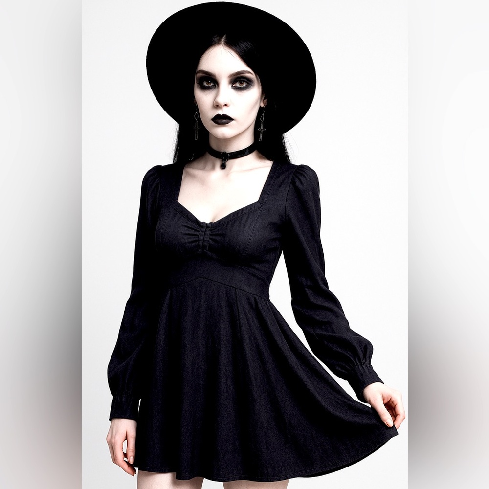Killstar Black Mini Dress with Long Sleeves